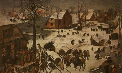 Pieter Bruegel, De Volkstelling, Olieverf op paneel, 