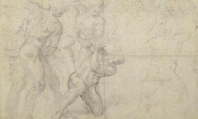 Michelangelo, Steniging van de Heilige Stefanus, kbr prentenkabinet