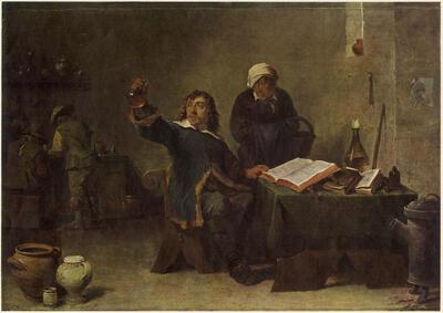 David Teniers de Jonge, De dorpsdokter, Olieverf op paneel, 
