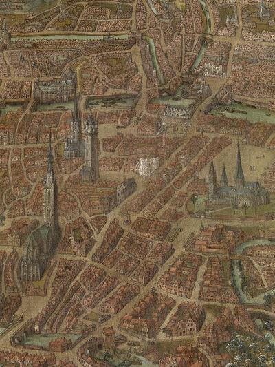Anoniem, Panoramisch gezicht op Gent Cartografische collectie