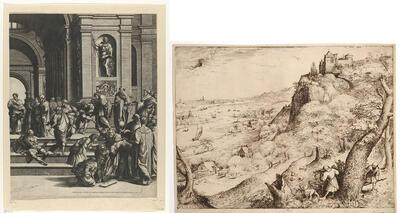  School van Athene, Pieter I Bruegel, De hazenjacht, 1560, ets en gravure, 223 x 291 mm koninklijke bibliotheek van belgië, prentenkabinet, brussel, hieronymus Cock,