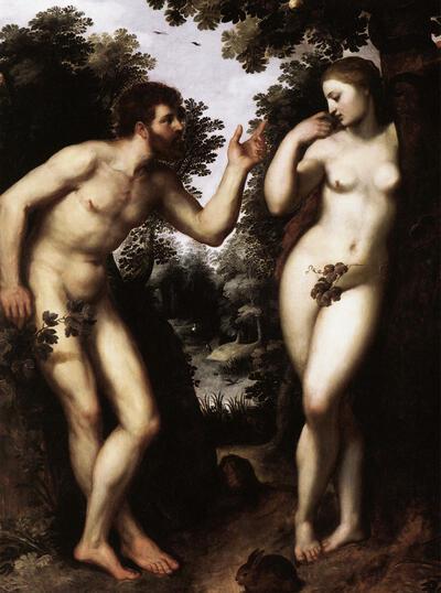 Adam en Eva vóór 1600 olieverf op paneel, 180,3 x 458,5 cm Antwerpen, Rubenshuis