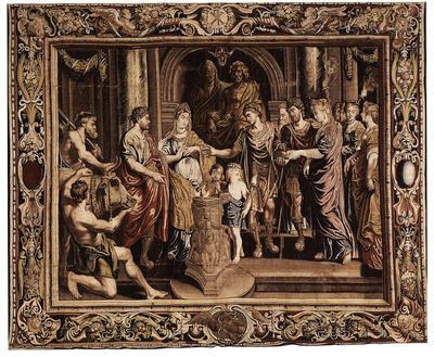 Tapijt naar ontwerp van P.P. Rubens Het huwelijk van Constantijn wol en zijde, 455 x 555 cm Parijs, Mobilier national