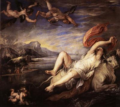 Rubens naar Titiaan De ontvoering van Europa 1628-29 olieverf op doek,