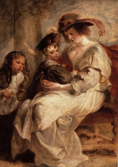 Helene Fourment met twee van haar kinderen, ca. 1636, olieverf op paneel, Rubens