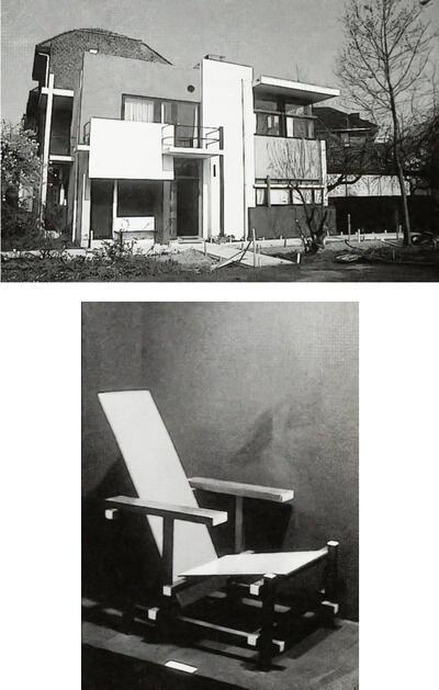 Gerrit Rietveld, Rietveld-Schröderhuis, 1924, Rood-blauwe stoel, 1919