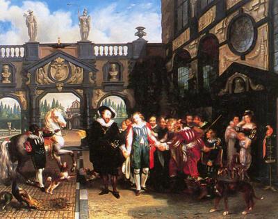 Philippe Van Bree (1786-1871). Afscheid van Van Dyck op de binnenplaats van het Rubenshuis. 