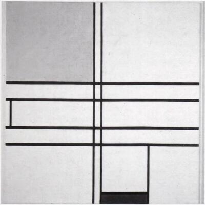 Mondriaan, Compositie C (1936). Olie op canvas, 72 x 69 cm. Private collectie, courtesy Thomas Amann Fine Art, Zurich. (ABC/Mondriaan Estate/Hottzman Trust).