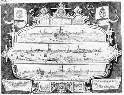 Melchisedech van Hoorn (Te Antwerpen actief ca. 1552-1575), Drie zichten van Antwerpen, Plantijn Moretus