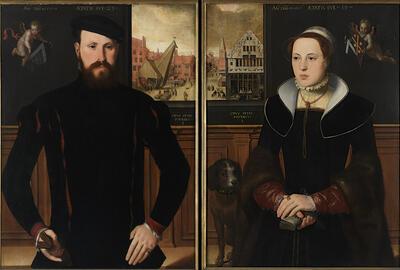Pieter Pourbus, Portret van Jan van Eyewerve en Portret van Jacquemyne Buuck Dubbelportretten Topstukkenlijst