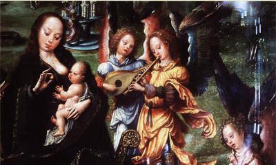Pseudo Jan Gossaert, Triptiek met de heilige Familie en musicerende engelen, Lissabon, Museu de Arte Antiga 