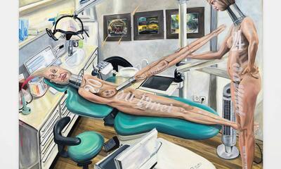 Jana Euler, The female brush painting the female brush with the femalebrush at the dentist‘s office, 2023