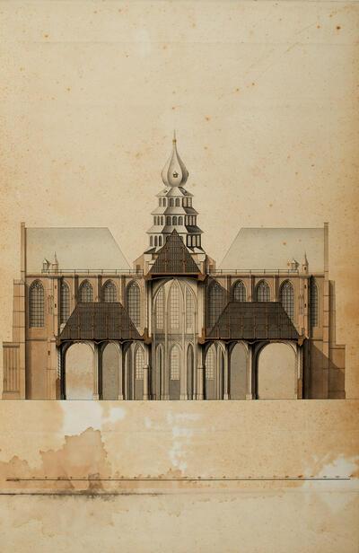 Onze-Lieve-Vrouwekathedraal, Jan Blom, Opmeting van de kathedraal, 1816 Antwerpen, Museum Plantin-Moretus/collectie Prentenkabinet - UNESCO Werelderfgoed