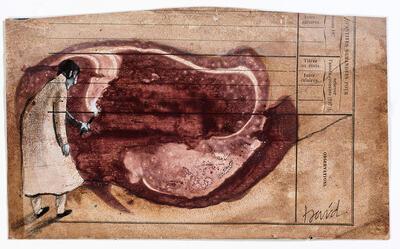 Emile Verhaeren, David Verstraete, Tot Duisternis, 2017, potlood, aquarel en olieverf op papier,