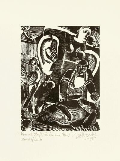 Jozef Cantré, Ik ben uwe oren uit: De boer die sterft door Karel Van de Woestijne, 1931, (De Sikkel, Antwerpen, 1937) Collectie mudel, Deinze