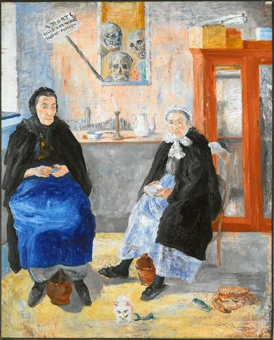 Emile Verharen, James Ensor, De melancholische viswijven, (voor het eerst te zien op de Verhaeren-tentoonstelling) MUSEUM VOOR SCHONE KUNSTEN, GENT,