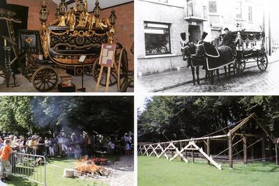 - Goudkleurige koets uit 1874 van de stad Antwerpen voor de 'elfurenbegrafenis met volle licht'  - Paarden en wagen van Begrafenissen Henssen uit Essen  - De bouw van een nieuwe loods voor het Karrenmuseum  - Het leggen van een ijzeren band rond het houten wiel