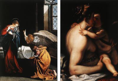 Orazio Gentileschi, De annunciatie, Genua, Chiesa di San Siro, Giovanni Battista Paggi, Venus en Cupido,  Genua, privé-verzameling 