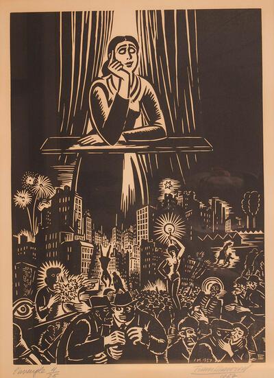 L’aveugle, een houtsnede van Frans Masereel uit 1957