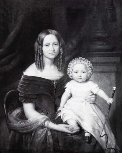 Jan-Baptist van der Hulst (1790-1862), Portret van Gabrielle de Hartitsch en haar dochtertje. Museum M