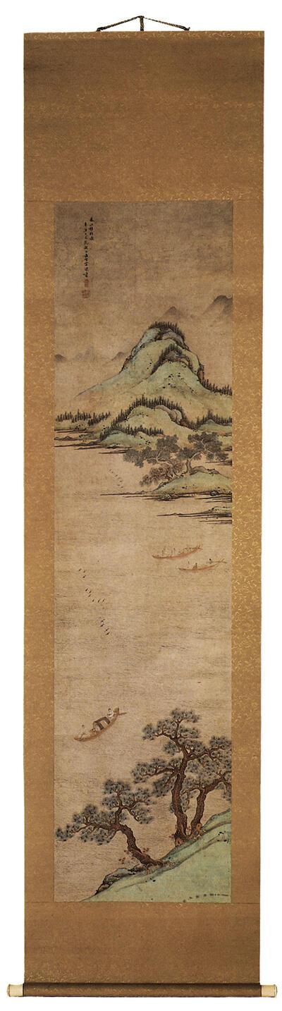 Ding-Yun-Peng (± 1584-1638), Boten op een rivier in de lente. Hyogu