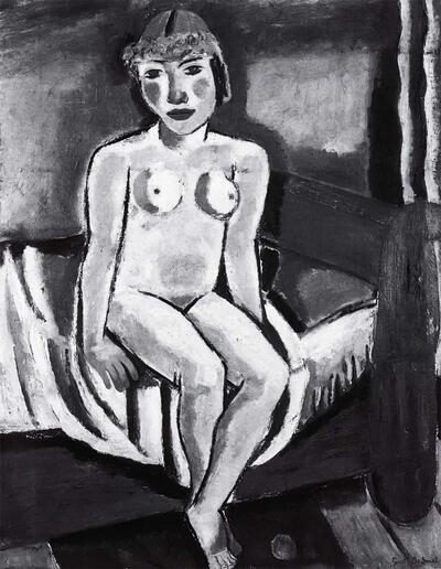 Gustave de Smet, Naakt zittend op de rand van het bed, expressionisme