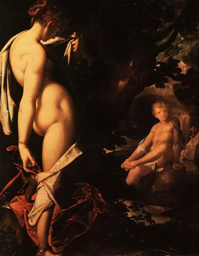 Bartholomeus Spranger (1546-1611), Hermaphrodite en de nimf Salmacis. Habsburg