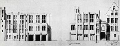 Huib Hoste (1881-1957), Het uitbreidingsplan voor de Stadsbibliotheek van Brugge, architectuur, Interbellum