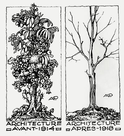 Antoine Pompe, satirische tekening, architectuur, Interbellum