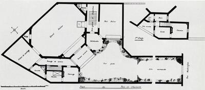 Grondplan van het atelier van Charles Samuel (1862-1939). Architect: Ernest van Humbeek (1839-1907), Kunstenaarsateliers