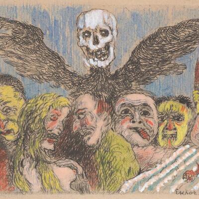 James Ensor, De hoofdzonden beheerst door de dood, 1904