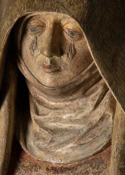 Jean de la Huerta, Treurende Maria (detail), ca 1450