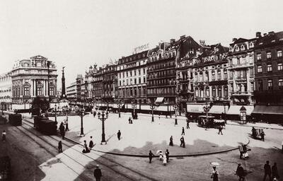 De Brouckèreplein, Omstreeks 1900. Fotografie