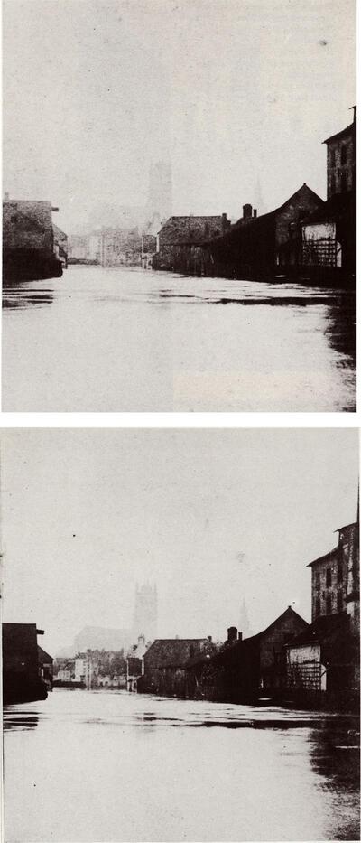 Gebroeders Beernaert (België), Gent, de overstroming van 15 december 1872, de Visserij vanop de Nieuwbrug, 1872. Fotografie