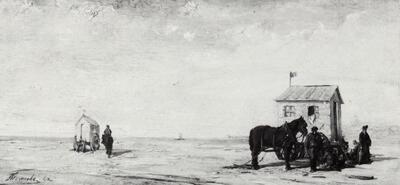 Henri Permeke (1849-1912), Badkarren op het strand, 1880. Schilders van de zee