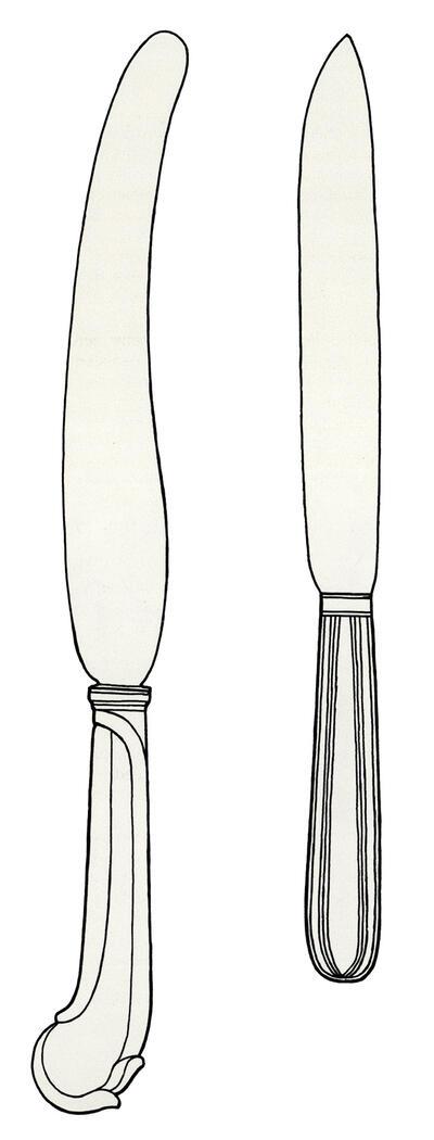 Schema van messen, tafelzilver