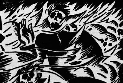 Frans Masereel, Débout les morts – résurrection infernale, 1917, reeks van 10 houtsneden, houtblokken, AMSAB – Instituut voor Sociale Geschiedenis, Gent 
