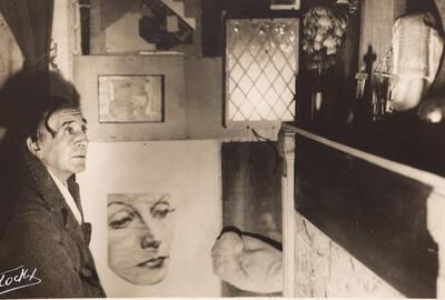 Paul Joostens in zijn atelier aan de Kolveniersstraat, ca. 1957, Collectie Ronny en Jessy Van De Velde, Antwerpen
