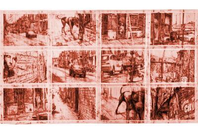 Collectie, Michaël Matthys, La Ville Rouge, ossenbloed op polyester, 