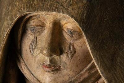 Jean de la Huerta, Treurende Maria (detail), ca 1450